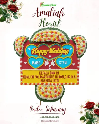Karangan Papan Bunga Pernikahan di Medokan Semampir
